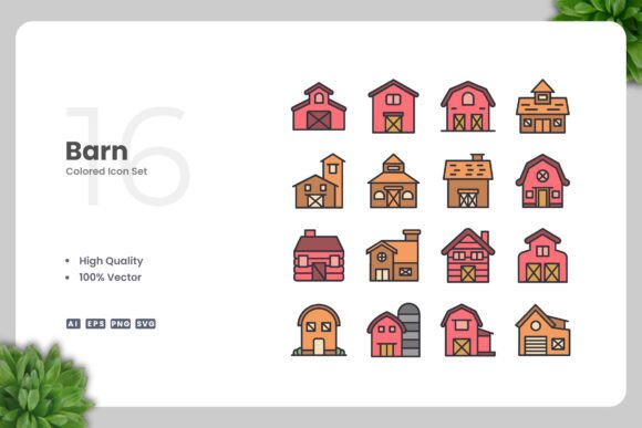 Barn Color Icons: A Versatile Design Solution for Multiple Platforms
