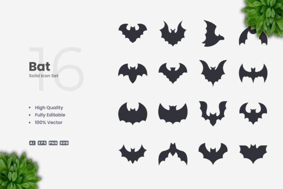 Bat Solid Icons: Simple, Clean, and Powerful