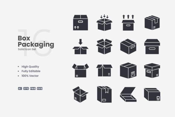 Box Packaging Solid Icons: A Versatile Design Solution for Modern Projects