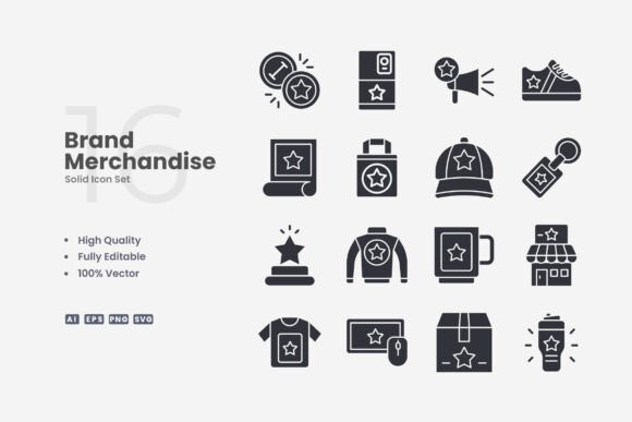 Brand Merchandise Solid Icons: A Versatile Design Solution
