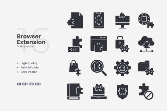 Browser Extension Solid Icons and Simple and Clean Icon Design