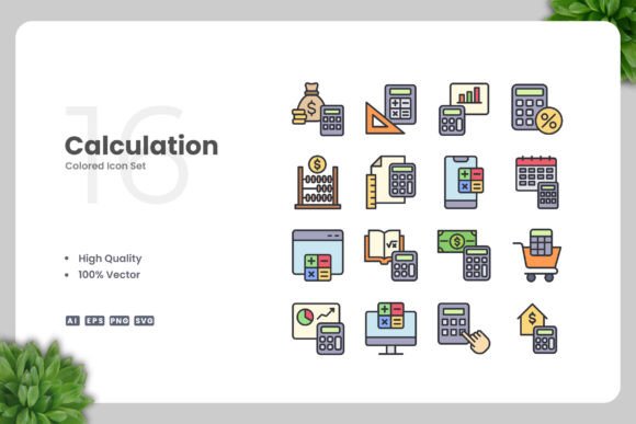 Calculation Color Icons: Enhance Your Visual Communication with Simple and Clean Design