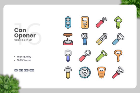 Can Opener Color Icons for Creative Projects