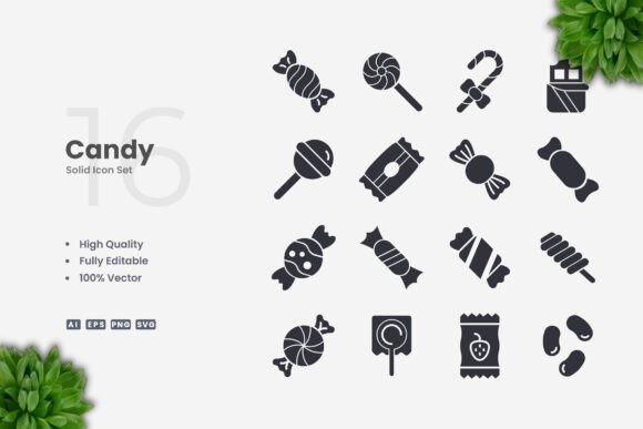 Candy Solid Icons: Simple, Clean, and Versatile