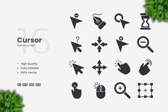 Cursor Solid Icons: The Perfect Choice for Clean and Versatile Design