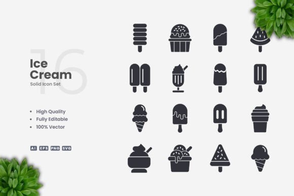 Ice Cream Solid Icons: A Simple and Clean Design for Every Project