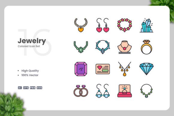 Jewelry Color Icons for Modern Design Projects
