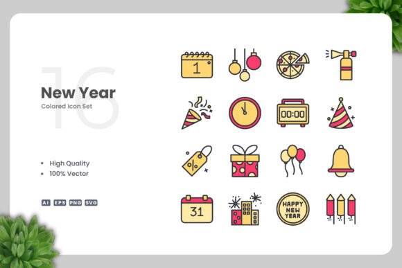 New Year Color Icons: A Modern Design Solution for Every Project