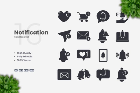 Notification Solid Icons for Modern Design Projects