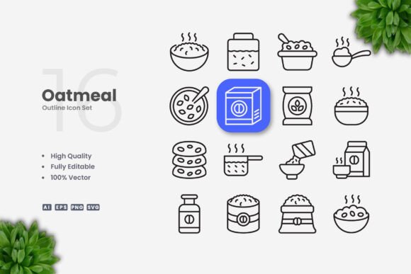 Oatmeal Icons: Simple, Clean, and Versatile Design for Every Project