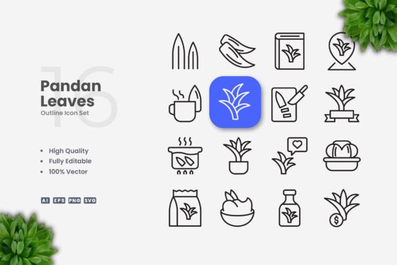 Pandan Leaves Icons: Simple, Clean, and Versatile