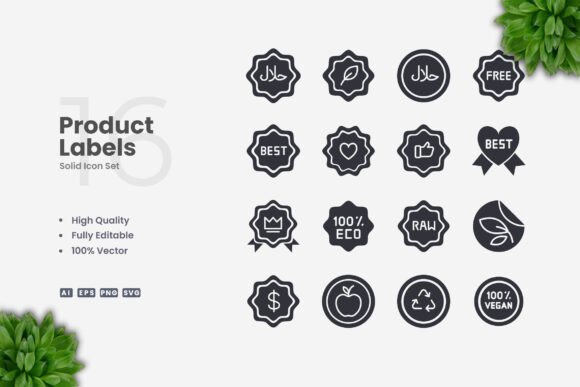 Product Labels Solid Icons