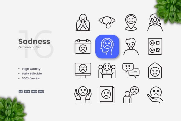 Sadness Icons for Creative and Practical Use