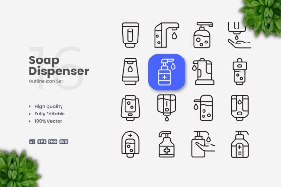 Soap Dispenser Icons for Clean Design