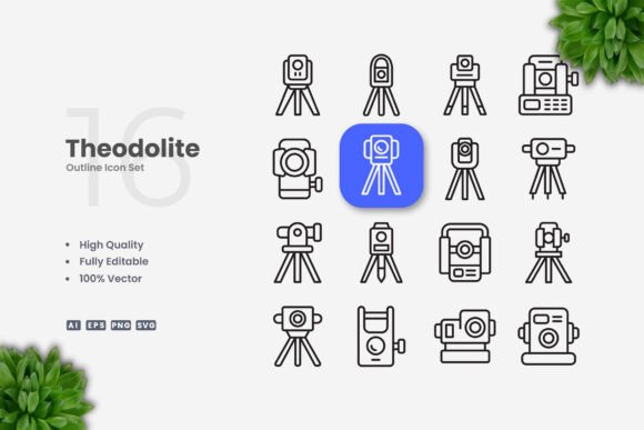Theodolite Icons: Simple, Clean, and Versatile Design for Every Project