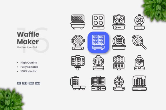 Waffle Maker Icons: Simple and Clean Design for Modern Use
